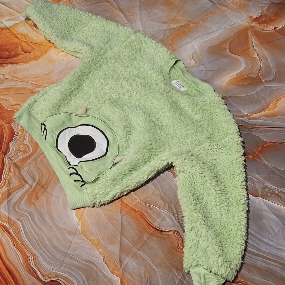 Little Sleepies Disney Pixar Monsters Inc Mike Wazowski Fuzzy Sweatshirt Size 6
